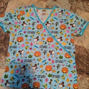 Peanuts Charlie Brown Thanksgiving scrub top